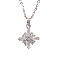 Rhinestone Brass Necklace, platinum color plated, for woman & with rhinestone Approx 15.75 Inch 