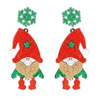 Boucles d'oreilles de Noël, alliage de zinc, avec résine, le père noël, Placage de couleur d'or, Conception de Noël & pour femme, multicolore Vendu par paire
