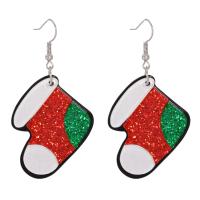 Christmas Earrings, Resin, with Zinc Alloy, Christmas Sock, Christmas Design & for woman, multi-colored 