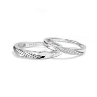 Couple Finger Rings, 925 Sterling Silver, platinum color plated, Adjustable & open & micro pave cubic zirconia 