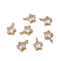 Cubic Zirconia Brass Pendants, Star, gold color plated & micro pave cubic zirconia & for woman 