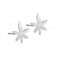 Sterling Silver Stud Earring, 925 Sterling Silver, Maple Leaf, platinum color plated, for woman 