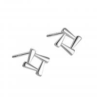 Sterling Silver Stud Earring, 925 Sterling Silver, platinum color plated, for woman & hollow, 8mm 