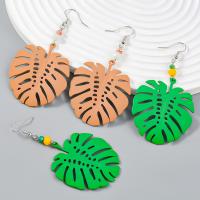 Zinc Alloy Drop Earring, Leaf, painted, fashion jewelry & for woman 