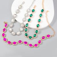 Rhinestone Zinc Alloy Necklace, with 14.3cm extender chain, plated, fashion jewelry & for woman & with glass rhinestone & with rhinestone .1 cm 