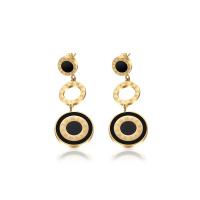 Titanium Steel Drop Earring, gold color plated, fashion jewelry & for woman, gold 