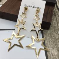 Zinc Alloy Drop Earring, Star, gold color plated, for woman & hollow, 50-60mm 