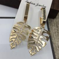 Zinc Alloy Drop Earring, Leaf, gold color plated, for woman & hollow, 50-60mm 