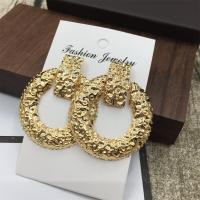 Zinc Alloy Drop Earring, Donut, gold color plated, for woman & hollow, 50-60mm 
