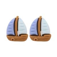 Plastic Stud Earring, with Iron, Sail Boat, gold color plated, for woman, mixed colors 