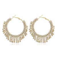 Fashion Fringe Earrings, Brass, Donut, gold color plated & for woman & with rhinestone, golden 