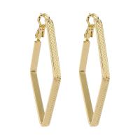 Iron Hoop Earring, Rhombus, gold color plated, for woman, golden 
