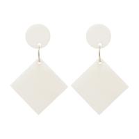 Acrylic Drop Earring, with Iron, Rhombus, silver color plated, for woman, white 