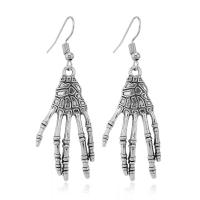 Zinc Alloy Drop Earring, Hand, silver color plated, for woman, silver color 