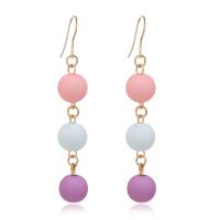 Resin Drop Earring, Iron, with Synthetic Resin, Round, gold color plated, for woman, mixed colors 