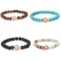 Gemstone Bracelets, Natural Stone, with Synthetic Turquoise, Turtle, handmade, fashion jewelry & Unisex 8mm Approx 19 cm 