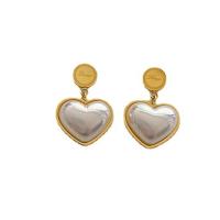 Titanium Steel Earrings, with Resin, Heart, Vacuum Ion Plating, fashion jewelry & for woman 
