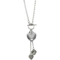 Titanium Steel Jewelry Necklace, Heart, polished, fashion jewelry & for woman, silver color cm 