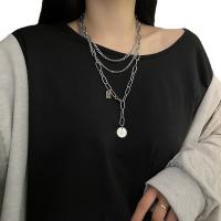 Fashion Multi Layer Necklace, Titanium Steel, with 5cm extender chain, three layers & fashion jewelry & Unisex, silver color cm, 50 cm, 60 cm 