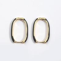 Brass Hoop Earring, real gold plated, for woman & enamel 
