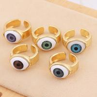 Evil Eye Jewelry Finger Ring, Brass, with Plastic, real gold plated, Adjustable & for woman 