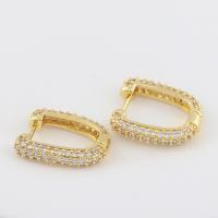 Brass Huggie Hoop Earring, real gold plated, micro pave cubic zirconia & for woman, gold 