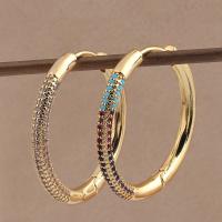 Brass Hoop Earring, real gold plated, micro pave cubic zirconia & for woman 34.2mm 