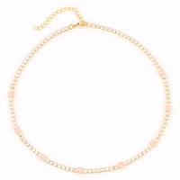 Cubic Zircon Micro Pave Brass Necklace, real gold plated, micro pave cubic zirconia & for woman cm 