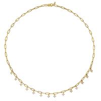 Cubic Zirconia Stainless Steel Necklace, 304 Stainless Steel, with 1.97inch extender chain, real gold plated, micro pave cubic zirconia & for woman Approx 15 Inch 