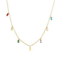 Zirkonia Edelstahl Halskette, 304 Edelstahl, Geometrisches Muster, 18 K vergoldet, Micro pave Zirkonia & für Frau, keine, verkauft von PC