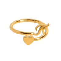 304 Stainless Steel Cuff Finger Ring, Alphabet Letter, 18K gold plated, adjustable & for woman US Ring 