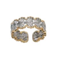 metal Anillo de dedo Cuff, Hoja, chapado, ajustable & para mujer & hueco, 7mm, tamaño:6-8, Vendido por UD