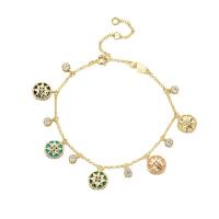 Gemstone Bracelets, Brass, with Gemstone, Eight Point Star, 18K gold plated, for woman & with rhinestone 10mm Approx 8.3 Inch 