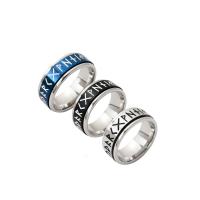 Enamel Stainless Steel Finger Ring, 304 Stainless Steel, Vacuum Ion Plating, rotatable & Unisex & with letter pattern 8mm, US Ring 