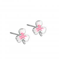 Sterling Silver Stud Earring, 925 Sterling Silver, Flower, platinum color plated, for woman & epoxy gel, 7.8mm 