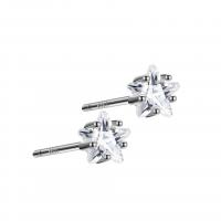 Rhinestone Stud Earring, 925 Sterling Silver, platinum color plated, for woman & with rhinestone, 4mm 