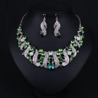 Rhinestone Zinc Alloy Jewelry Set, with Crystal, plated, 2 pieces & for woman & with rhinestone Approx 18.89 Inch 