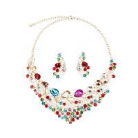 Rhinestone Zinc Alloy Jewelry Set, with Crystal, plated, 2 pieces & for woman & with rhinestone Approx 18.89 Inch 