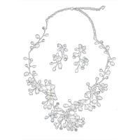 Rhinestone Zinc Alloy Jewelry Set, with Pearl Shell, plated, 2 pieces & for woman & with rhinestone, white Approx 18.89 Inch 