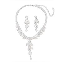 Rhinestone Zinc Alloy Jewelry Set, plated, 2 pieces & for woman & with rhinestone Approx 18.89 Inch 