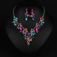 Rhinestone Zinc Alloy Jewelry Set, plated, 2 pieces & for woman & with rhinestone 50mm Approx 18.89 Inch 
