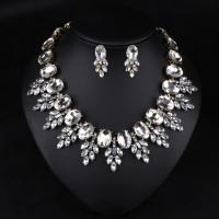 Rhinestone Zinc Alloy Jewelry Set, with Crystal, plated & for woman & with rhinestone Approx 18.89 Inch 