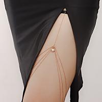 Zinc Alloy Leg Chain, gold color plated, multilayer & for woman & with rhinestone, 43cm,10cm,52cm,54cm 
