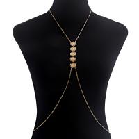 Zinc Alloy Chest Chain, gold color plated, multilayer & for woman & with rhinestone, 34cm,105cm 