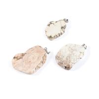 Howlite Pendant, with zinc alloy bail, irregular, polished, for woman 25-40mm*6-8mm 