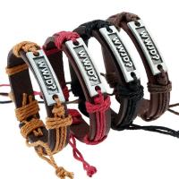 Full Grain Cowhide Leather Bracelet, with Zinc Alloy, handmade, Adjustable & fashion jewelry & Unisex 12mm Approx 6.69 Inch 
