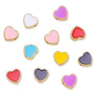 Enamel Zinc Alloy Beads, Heart, gold color plated, DIY 8mm 