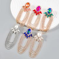 Fashion Fringe Earrings, Zinc Alloy, for woman & with glass rhinestone & with rhinestone 