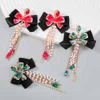 Fashion Fringe Earrings, Zinc Alloy, with ABS Plastic Pearl & Cloth, gold color plated, fashion jewelry & for woman & with rhinestone 
