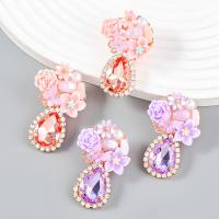 Zinc Alloy Rhinestone Drop Earring, with Resin, gold color plated, fashion jewelry & for woman & with glass rhinestone & with rhinestone 